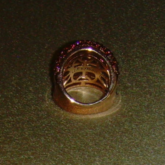 Joan Boyce Rose-Gold Tone and Dk Topaz Colored R/S Concave Style Ring - Size 7 - Picture 10 of 15
